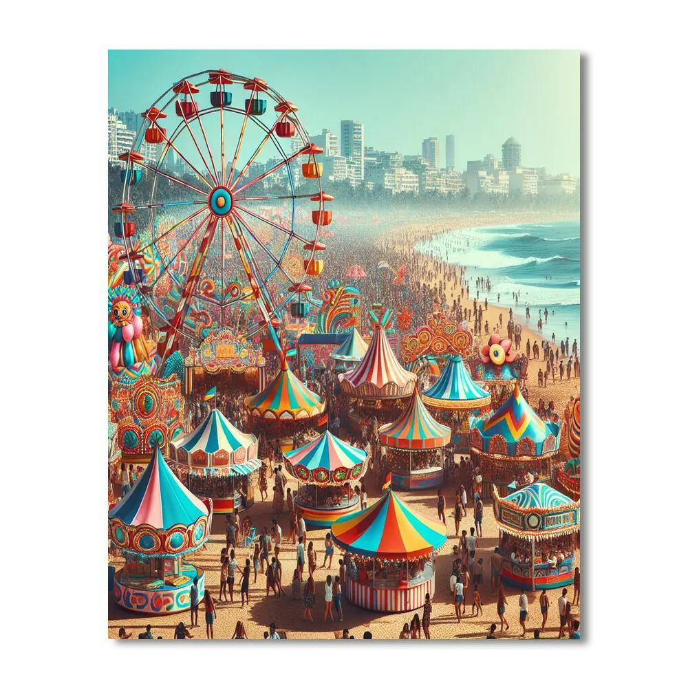 Vibrant Coastal Carnival Number Painting
