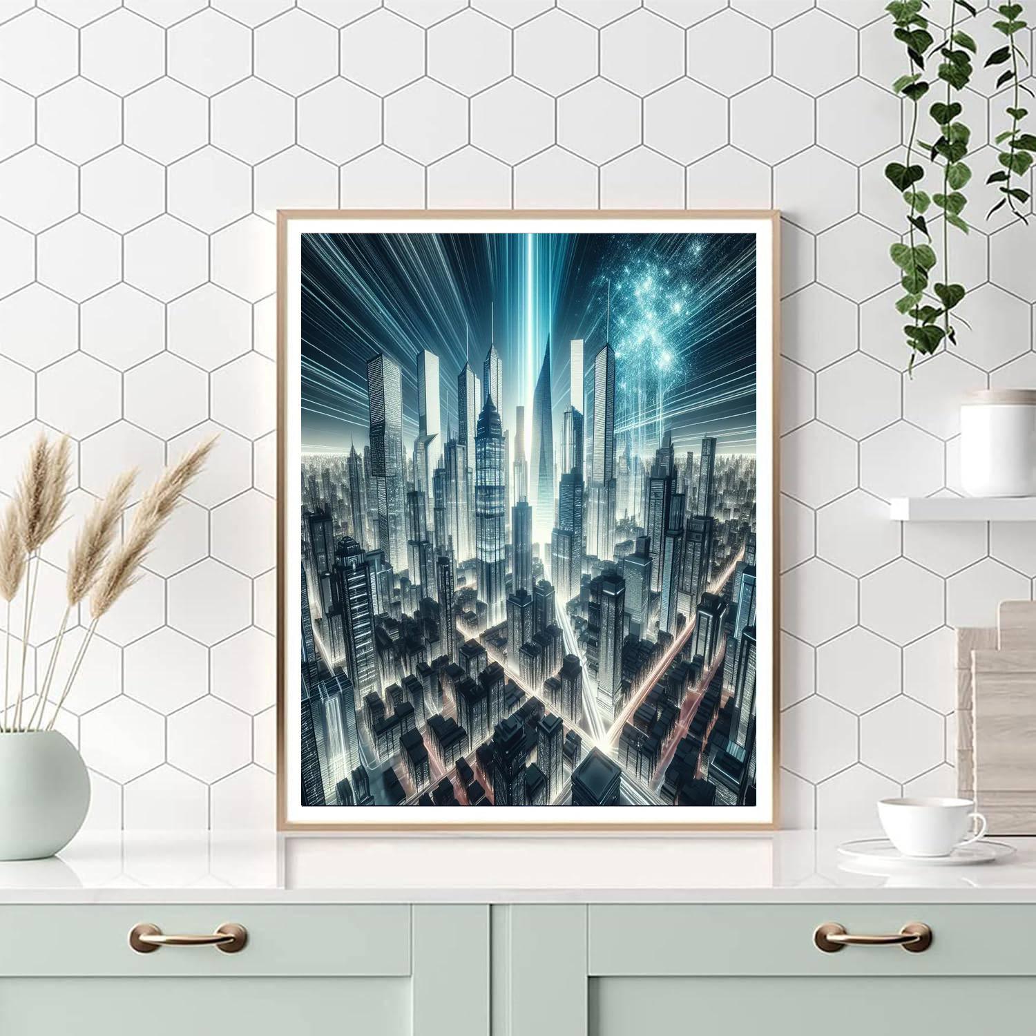 Futuristic City Skyline - DIY Painting By Numbers Kit – Artistry Rack