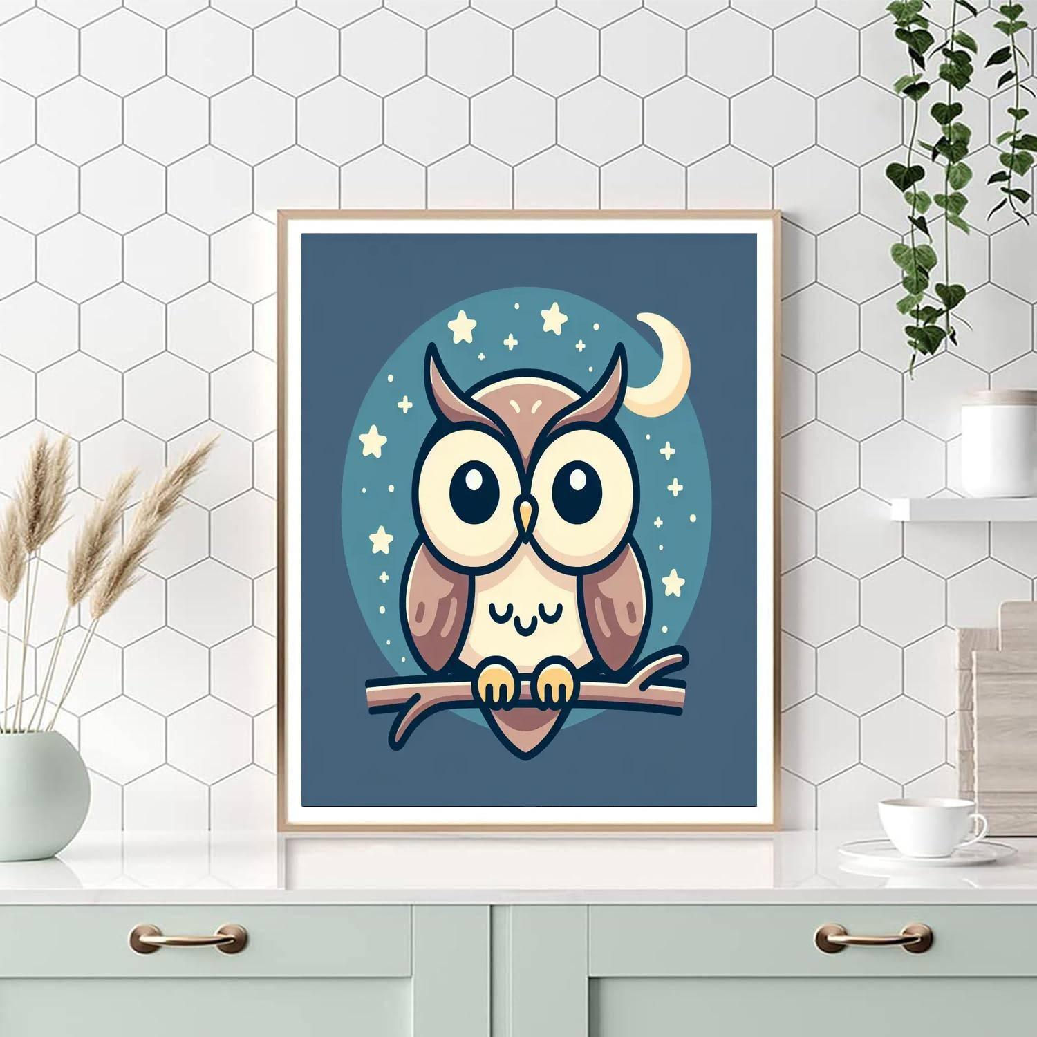 Starlit Night Owl Dream Painting Number Kit