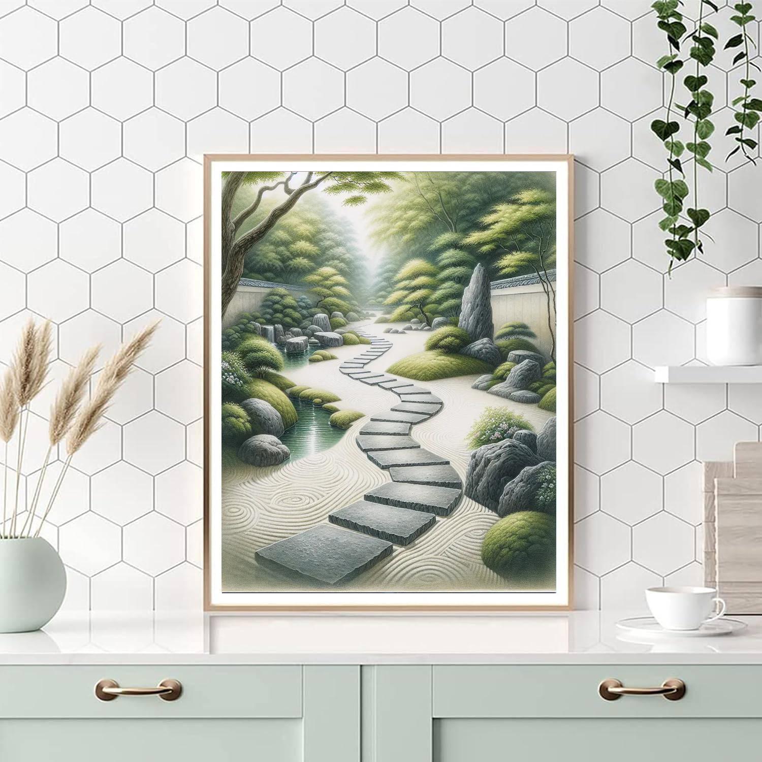 Tranquil Japanese Zen Garden Numbered Painting Kits