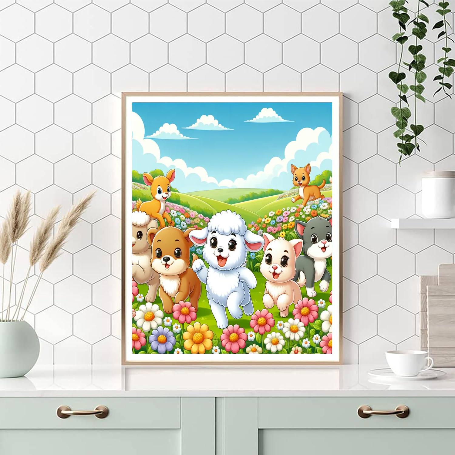 Bouncy Baby Animals Paint By Numbers Art