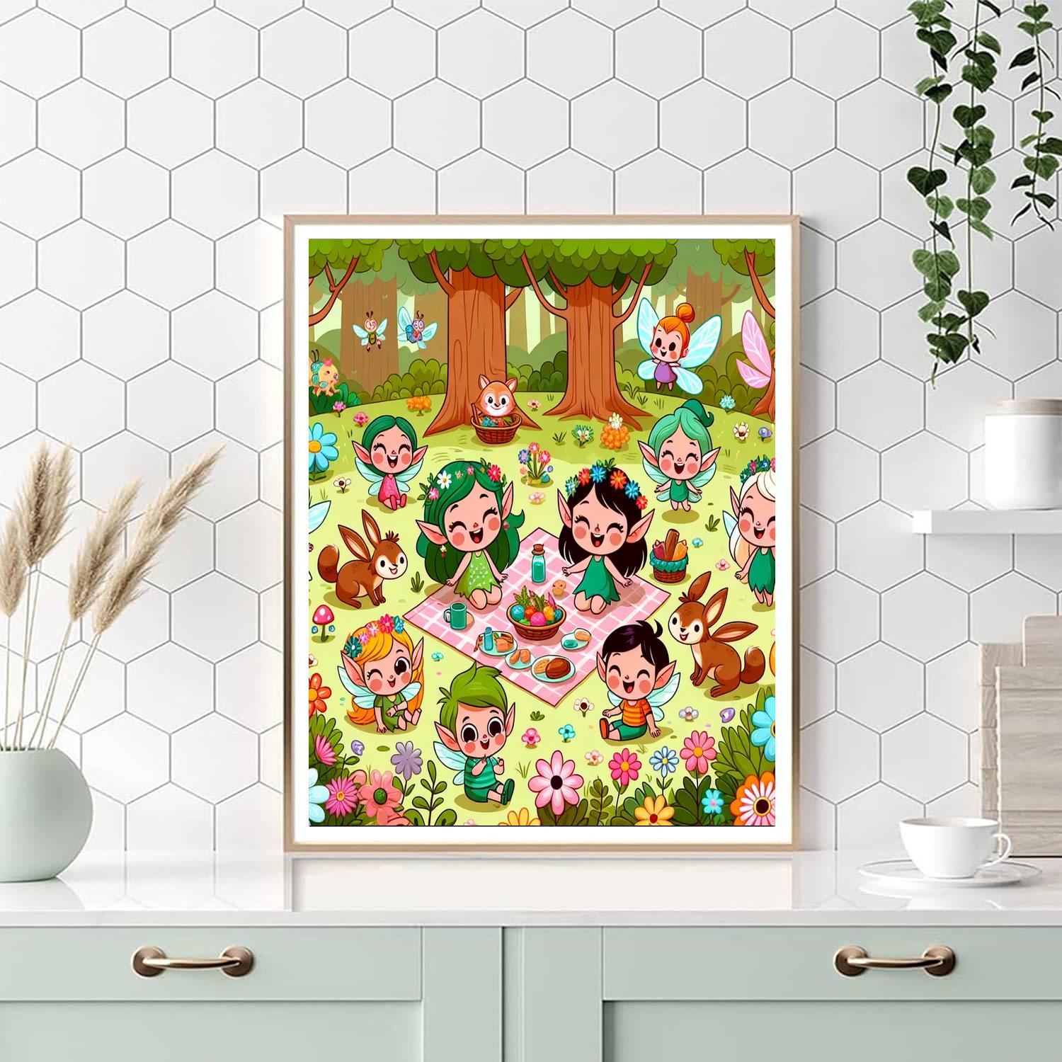 Forest Pixie Picnic Paint By Numbers Art
