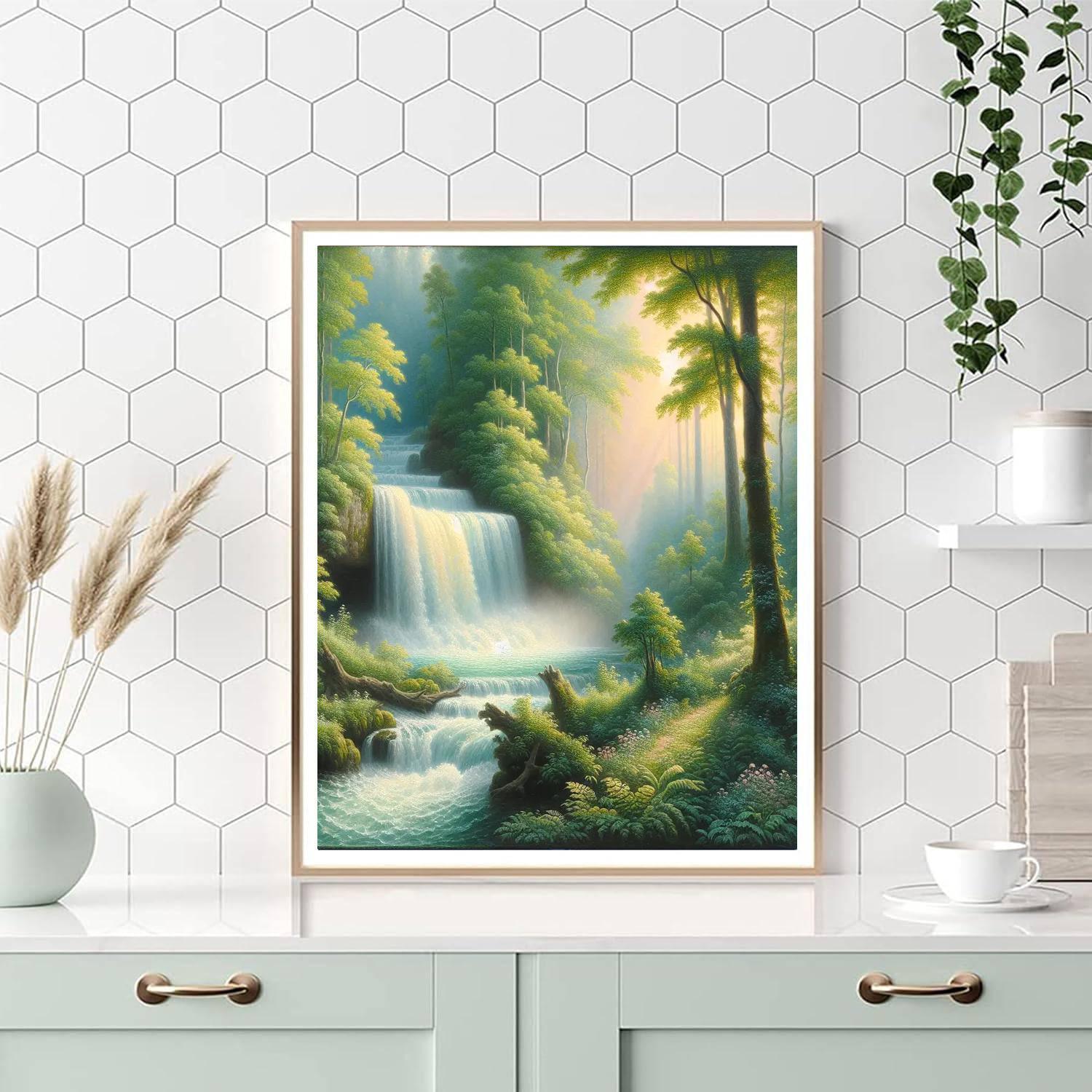 Mystical Waterfall Symphony Paint By Color