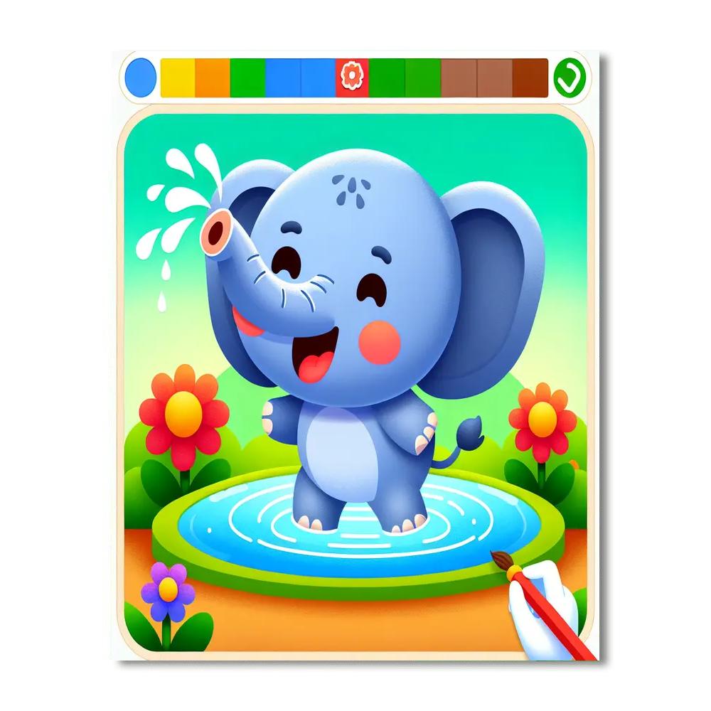 Joyful Elephant Splash Paint By Numbers Art