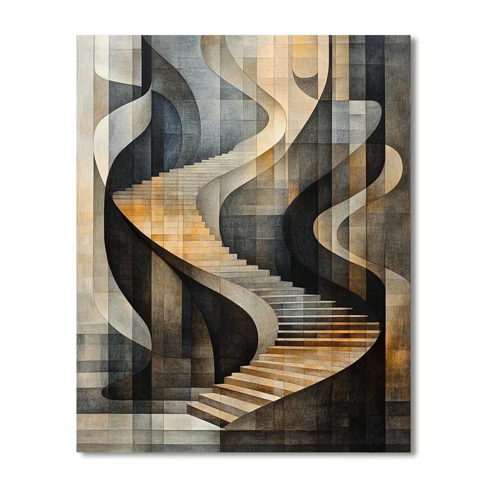 M.C. Escher Inspired Curved Perspectives  Painting Number Kit