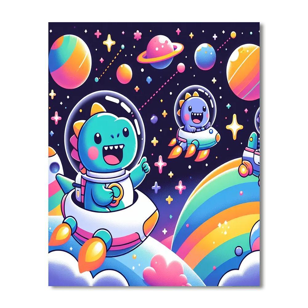 Super Space Dinosaurs Paint By Numbers