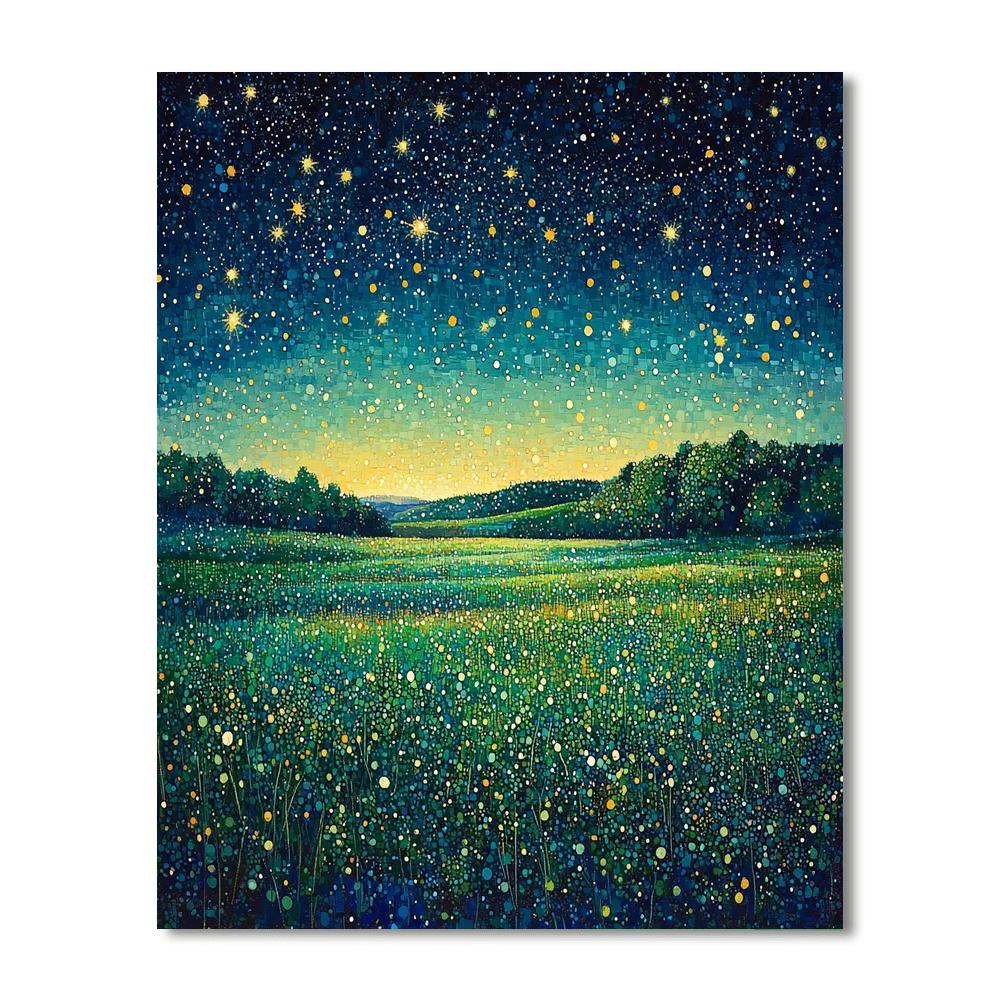 Georges Seurat Inspired Starry Meadow Symphony  Paint By Numbers Kits