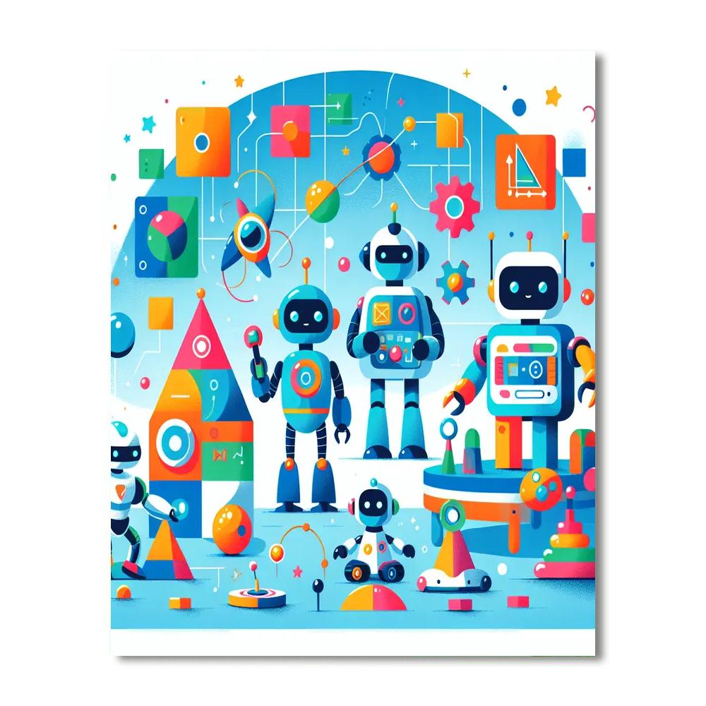 Robot Playtime DIY Paint By Numbers