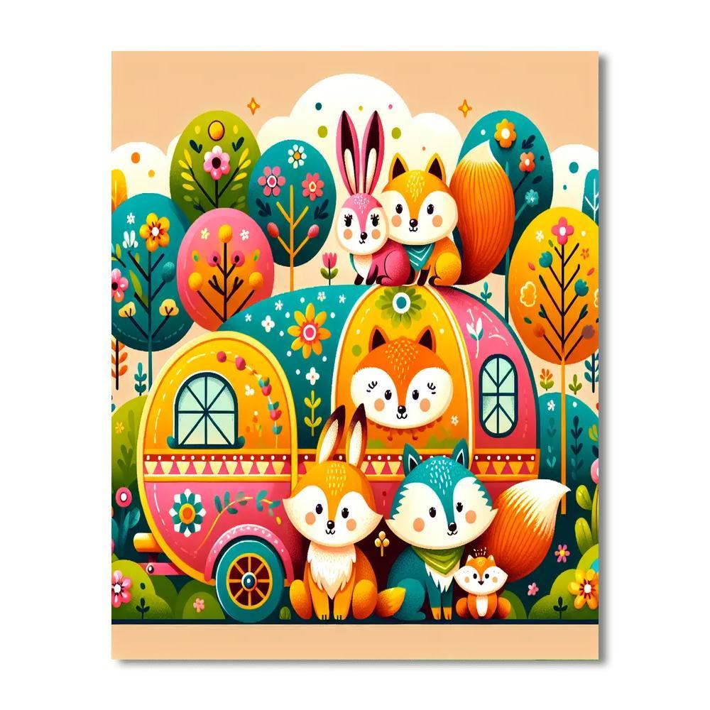 Cuddly Critter Caravan Paint By Number