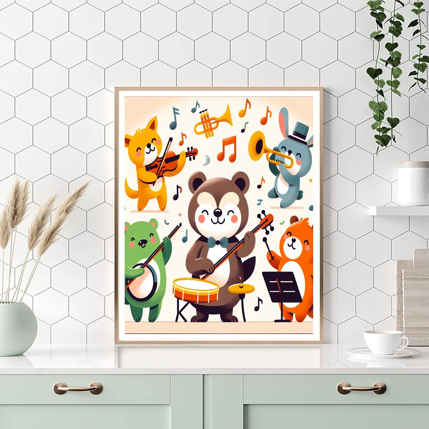 Animal Orchestra Delight Painting By Numbers Kit