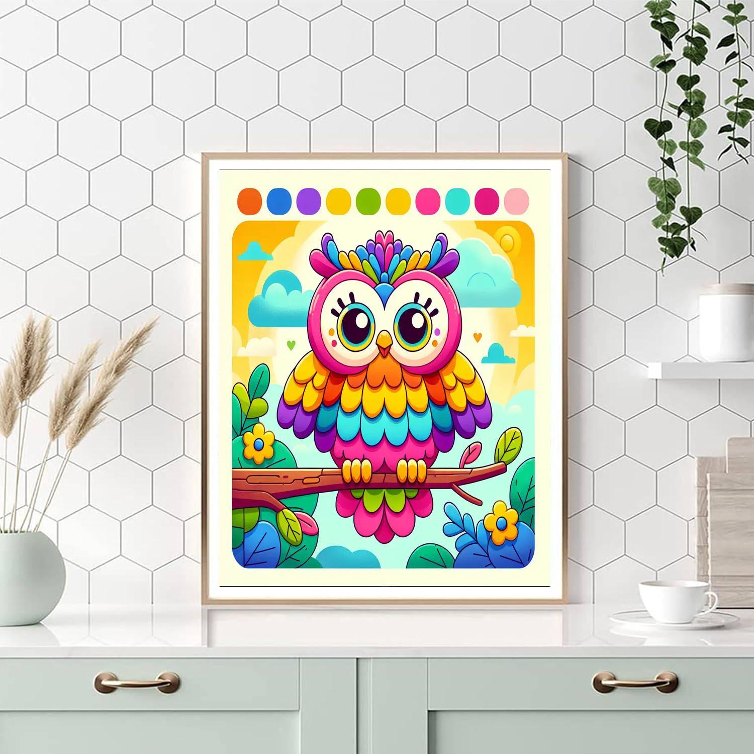 Rainbow Owl Paint By Numbers Art
