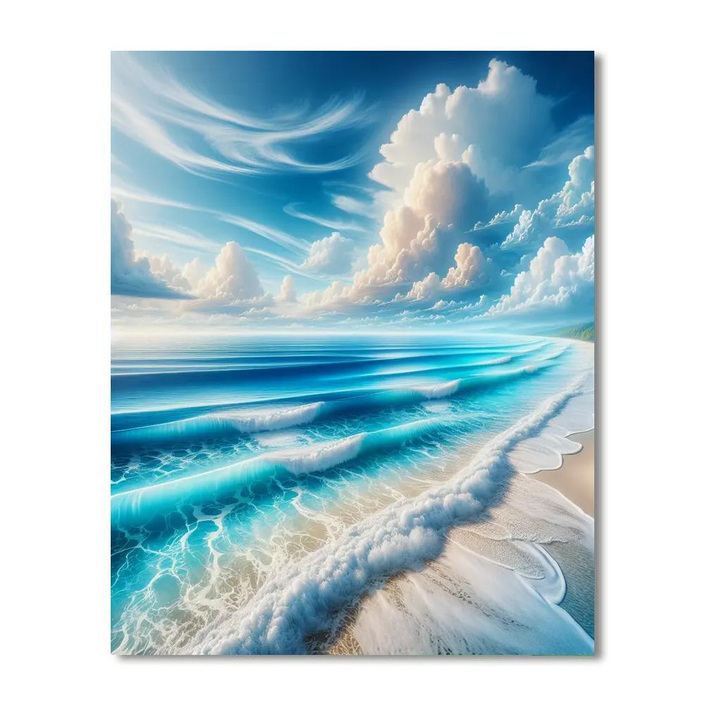Coastal Harmony Seascape Number Painting