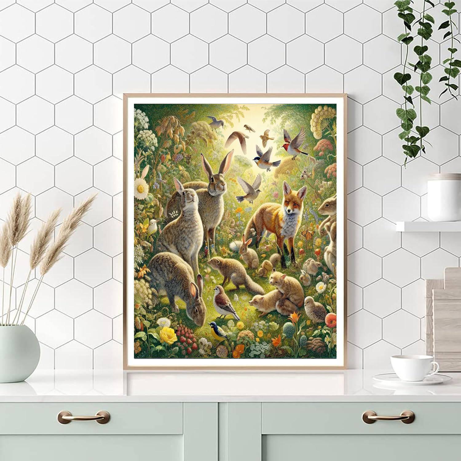 Vibrant Animal Friends Gathering Painting By Numbers Kit