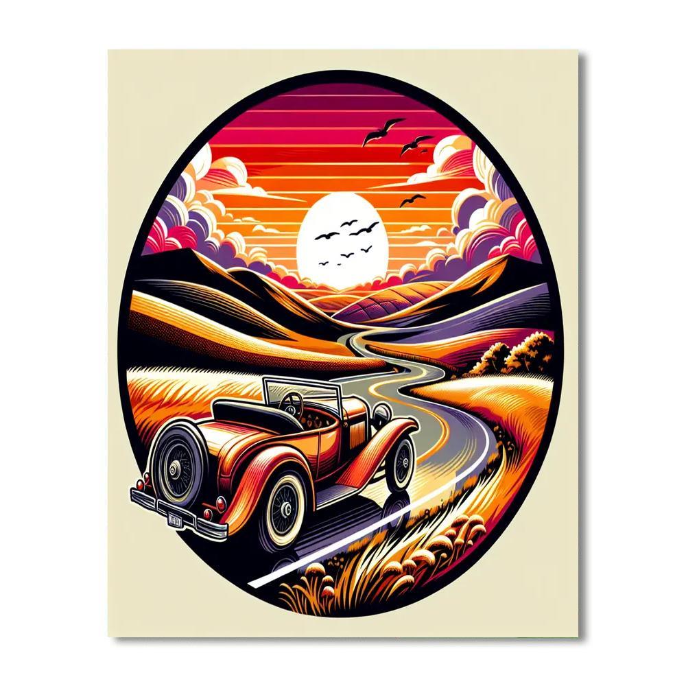 Cinematic Retro Roadster Paint By Numbers Art