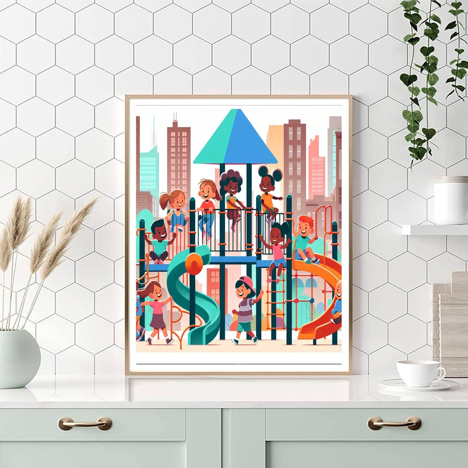 Busy Urban Playground Paint By Numbers Art