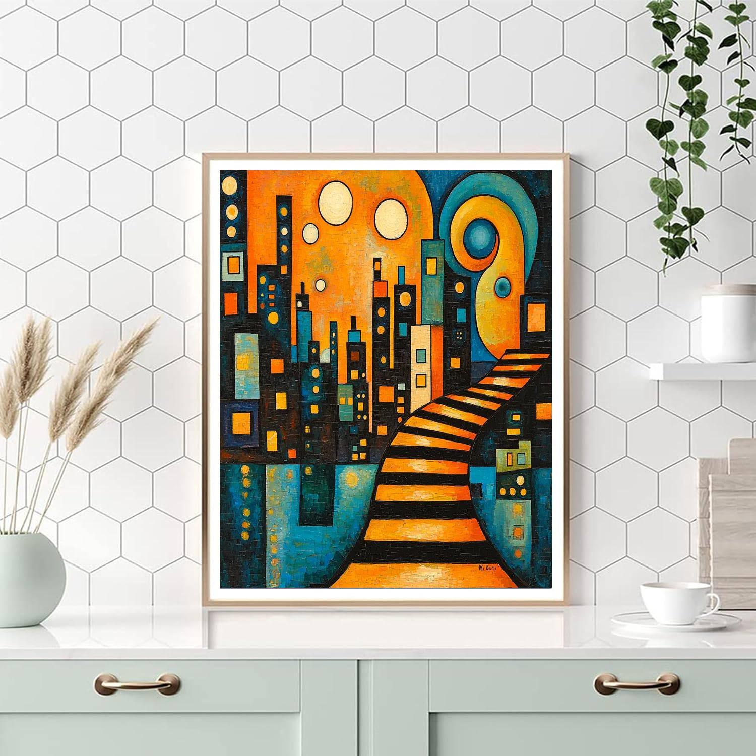 Wassily Kandinsky Inspired Rhythm Of The City At Dusk  Numbered Painting Kits