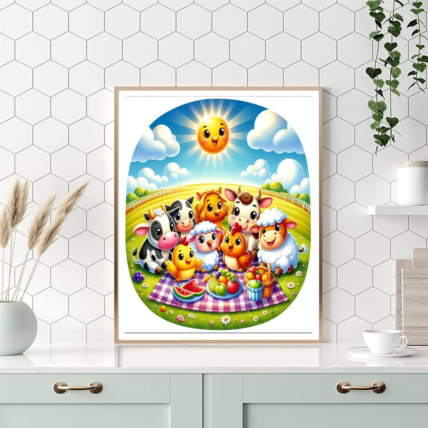 Merry Farmyard Picnic DIY Paint By Numbers