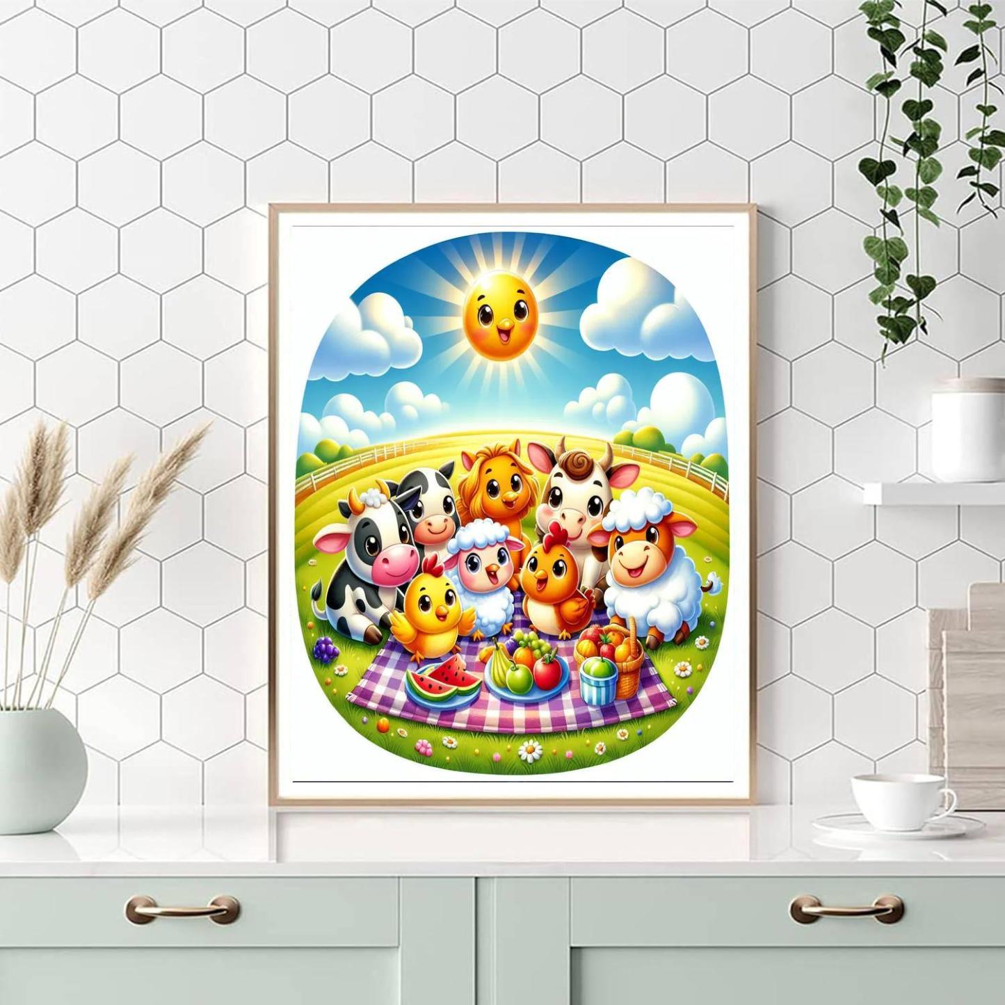Merry Farmyard Picnic DIY Paint By Numbers