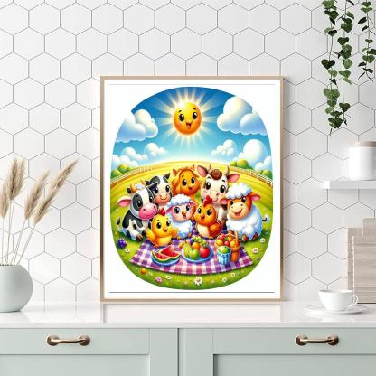 Merry Farmyard Picnic DIY Paint By Numbers