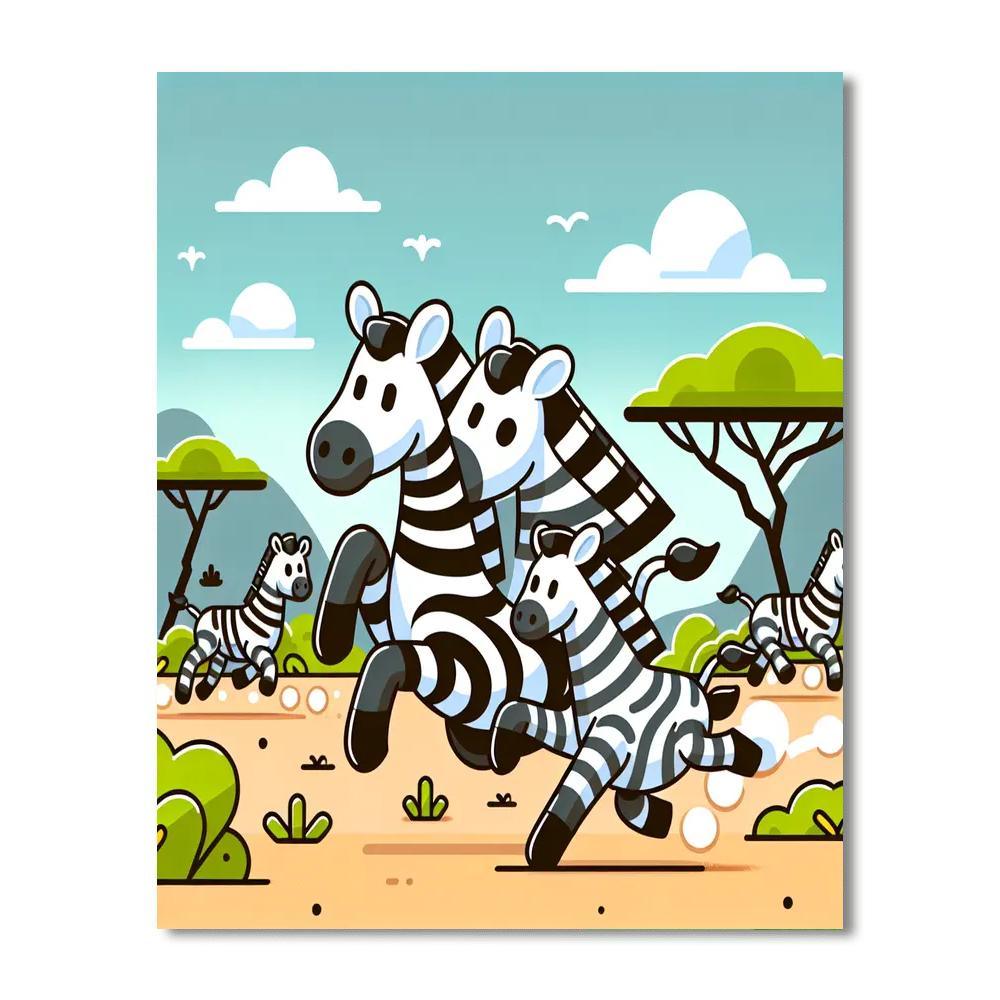Zany Zebra Race Paint By Numbers Kits