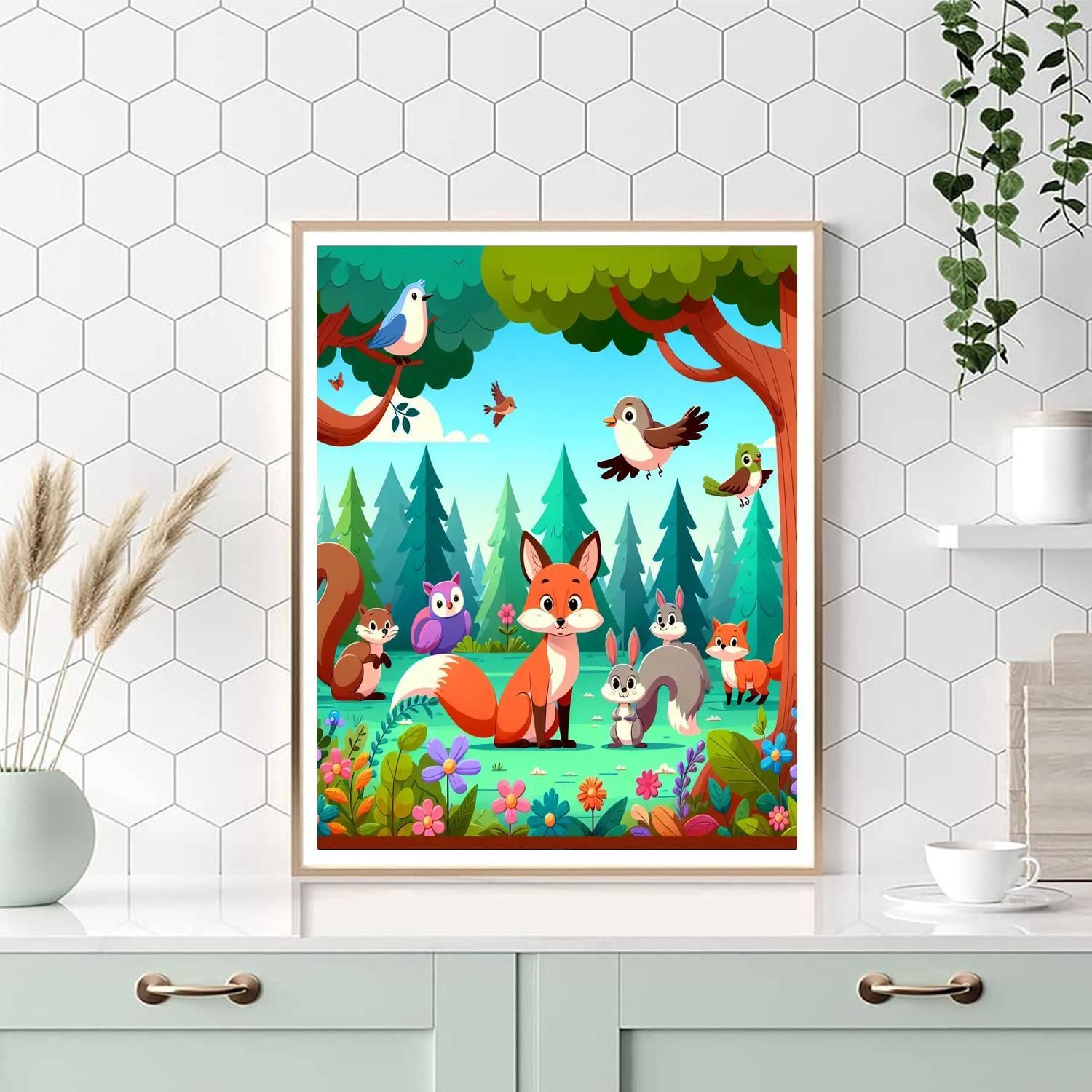 Friendly Woodland Gathering Painting By Numbers Kit