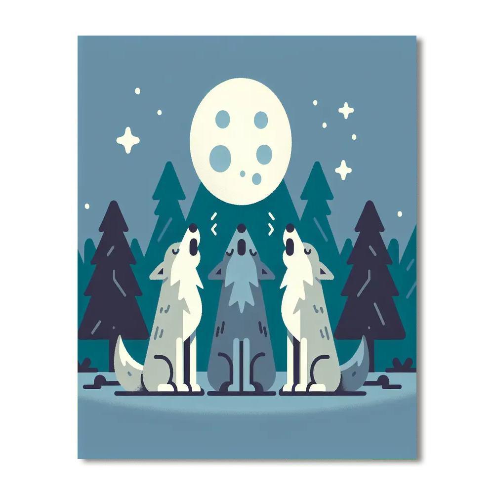 Moonlit Wolf Pack Paint By Number