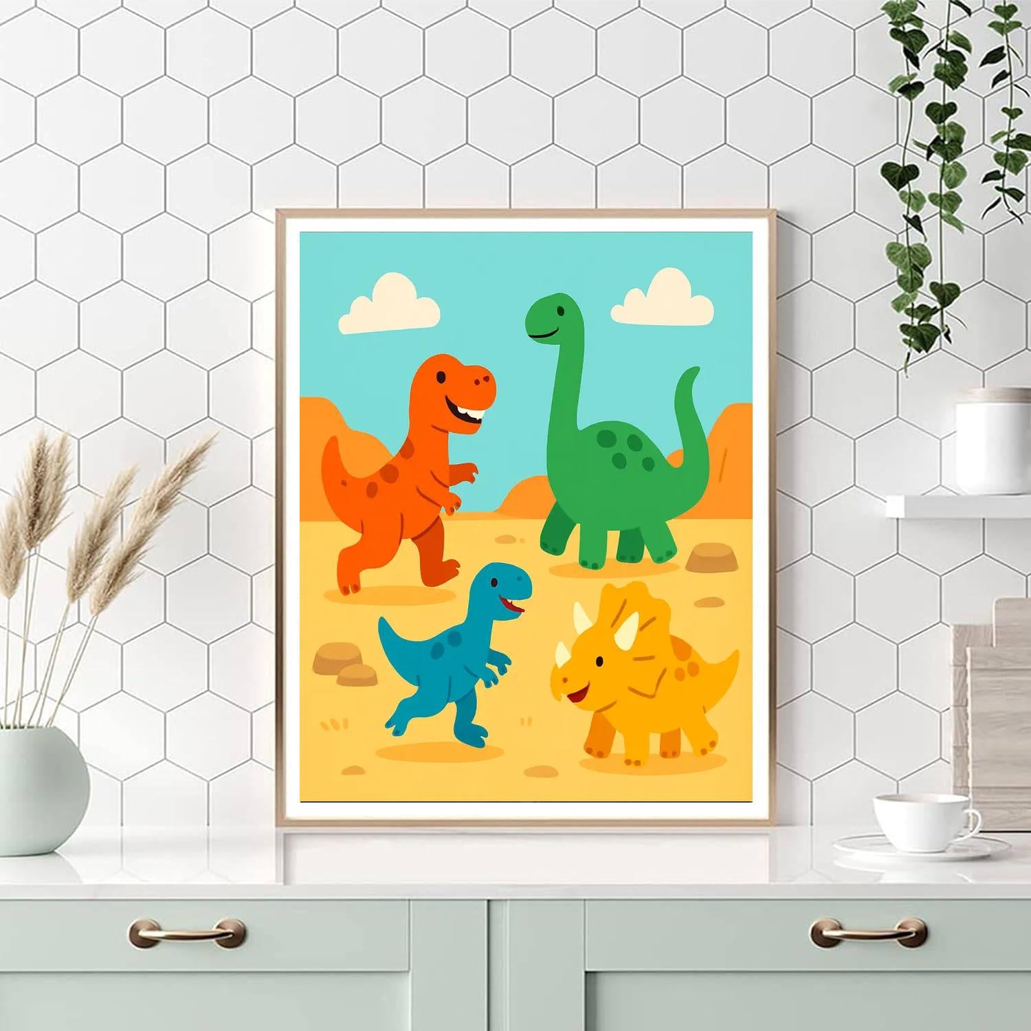 Dinosaur's Playtime DIY Paint By Numbers