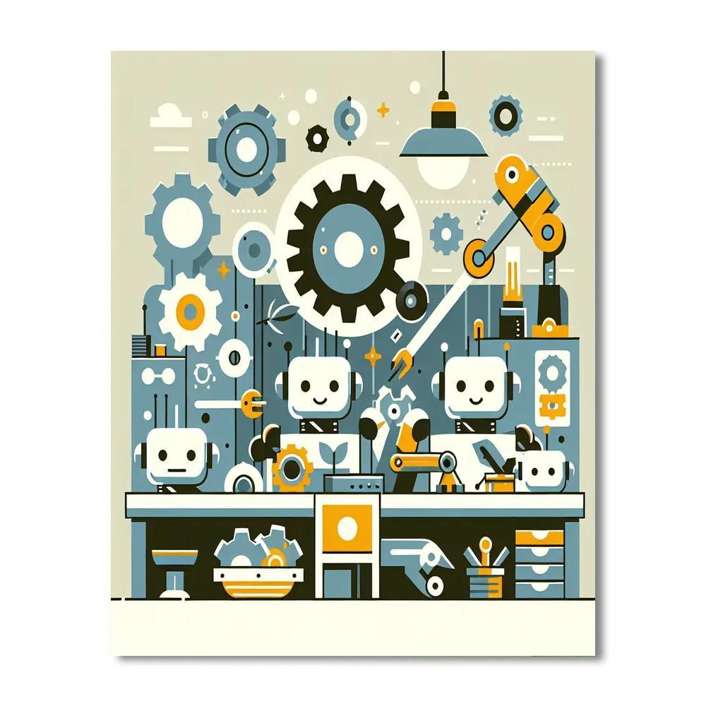 Friendly Robot Builders Painting By Numbers Kit