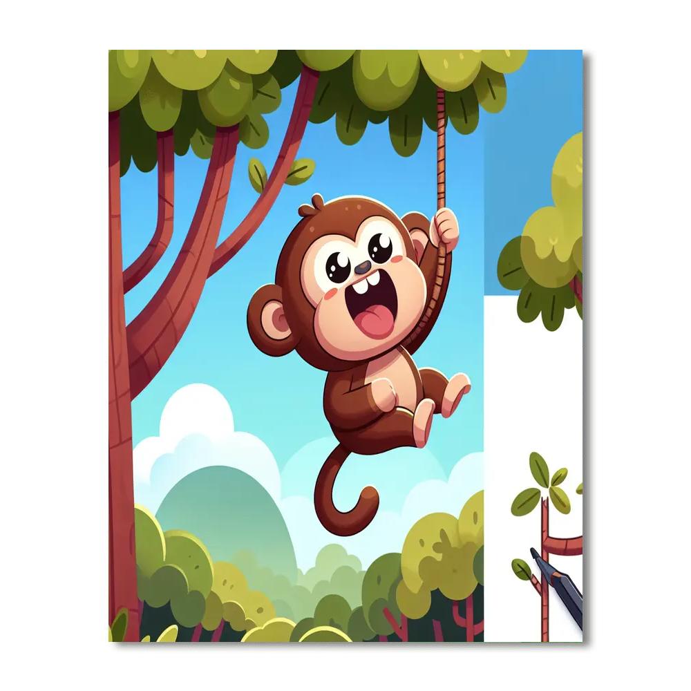 Cheeky Monkey Swing Numbered Painting Kits