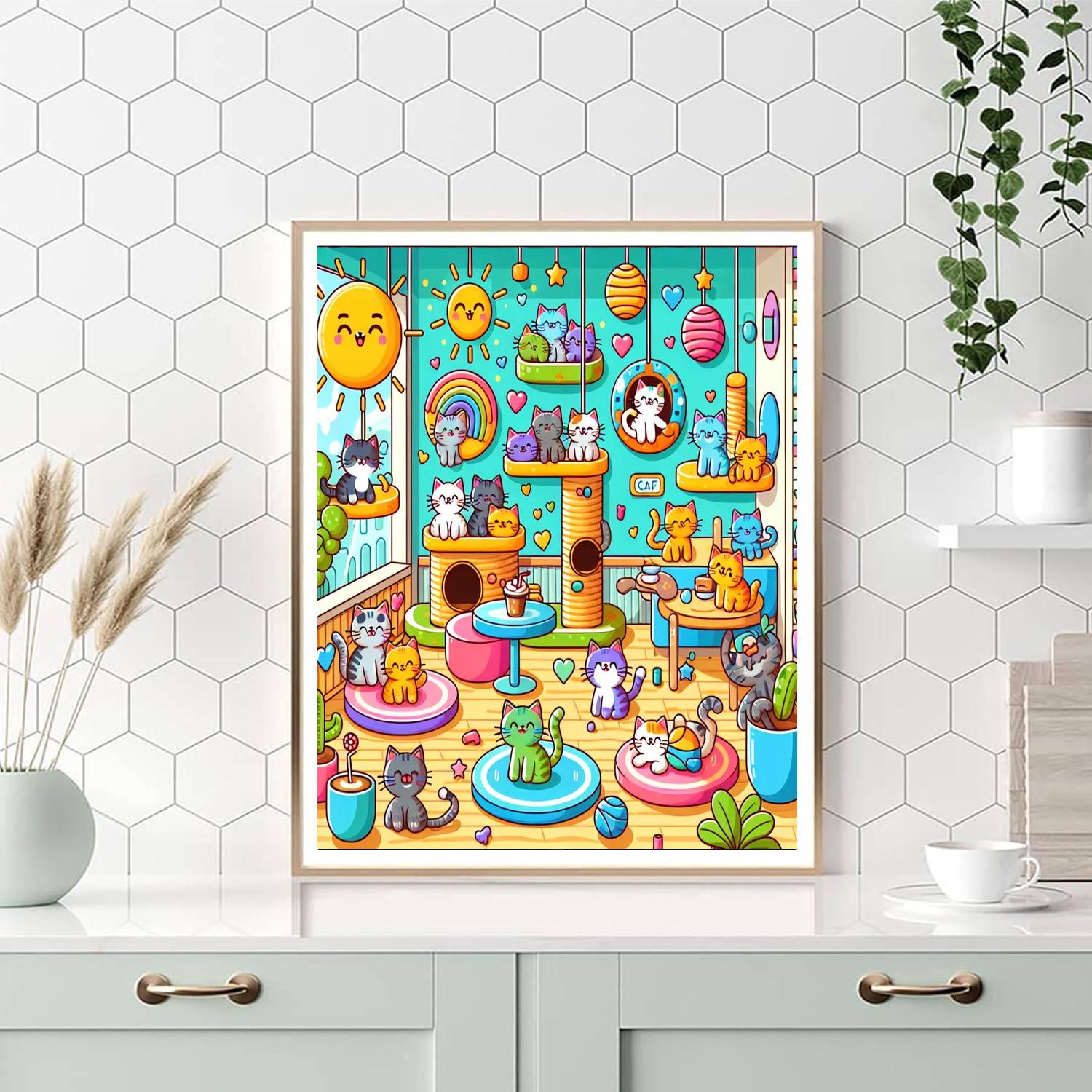 Cuddly Cat Cafe Painting Number Kit