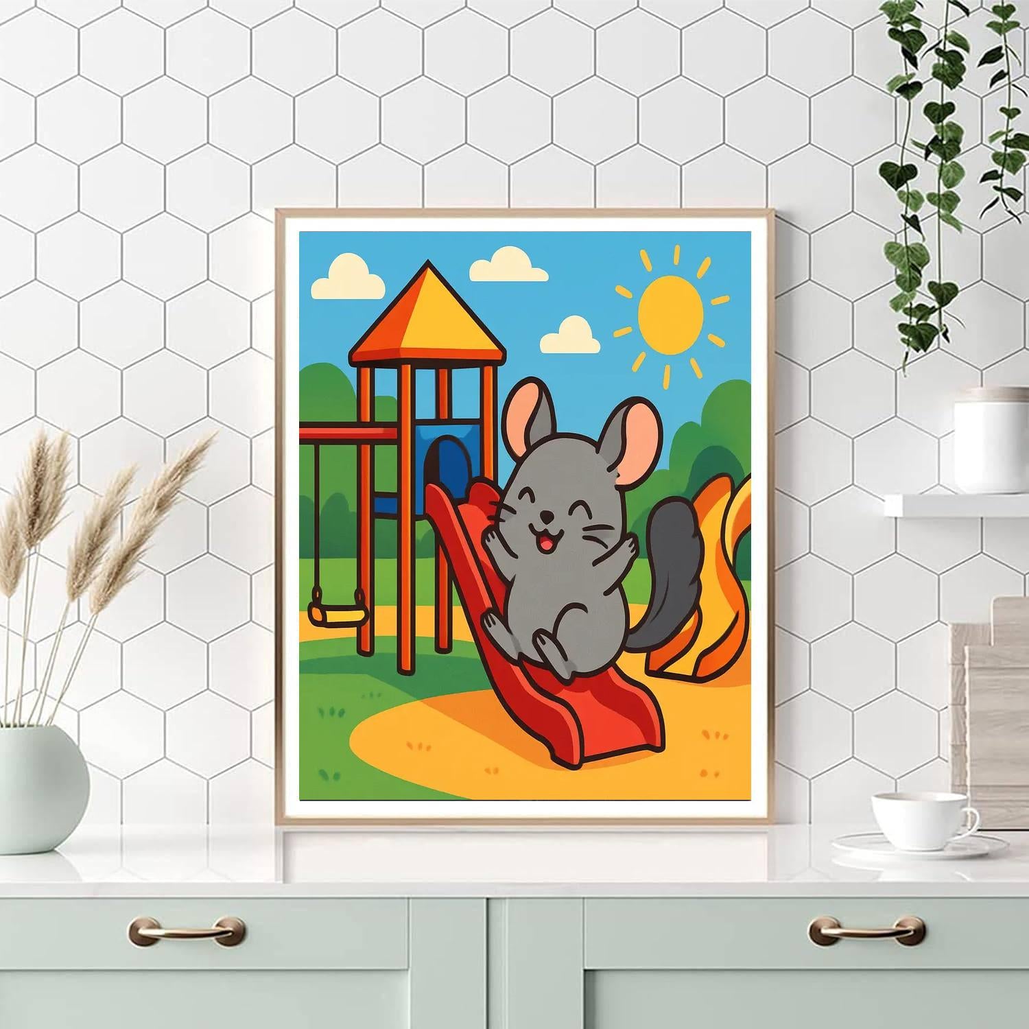 Charming Chinchilla Playground Paint By Numbers Art