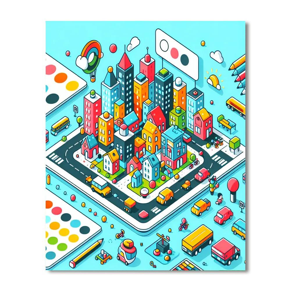 Miniature Cityscape Adventure Painting Number Kit