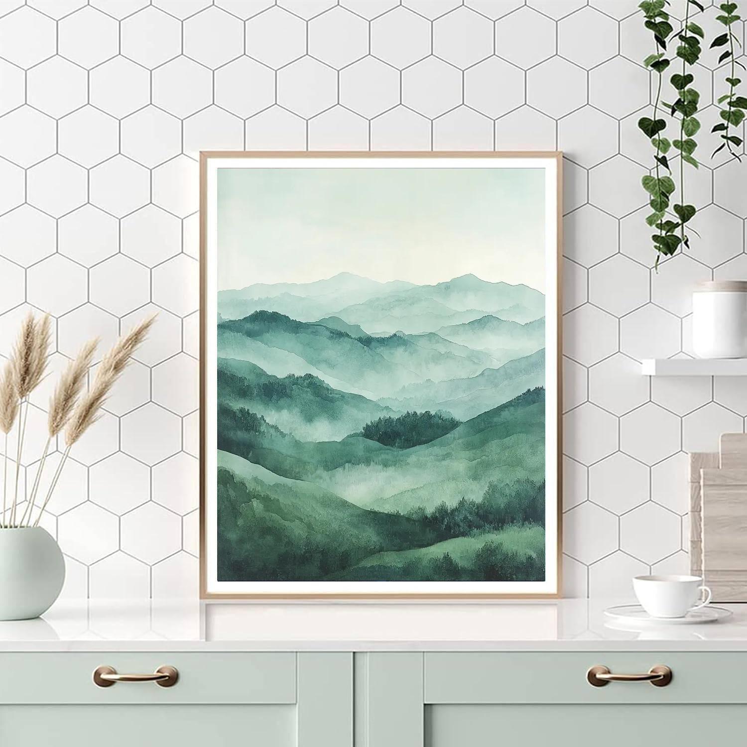 Zhao Mengfu Inspired Harmony Of Misty Valleys  Painting Number Kit