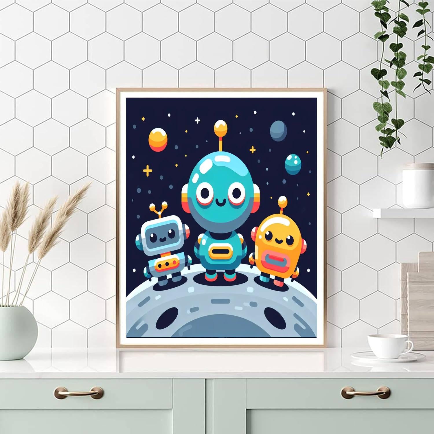 Galactic Robot Friends Paint By Numbers Art