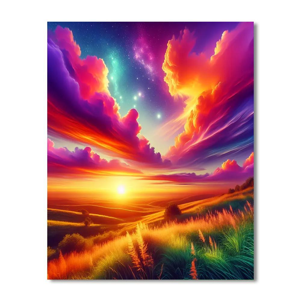 Enchanting Sunset Over Hills Paint By Numbers Art
