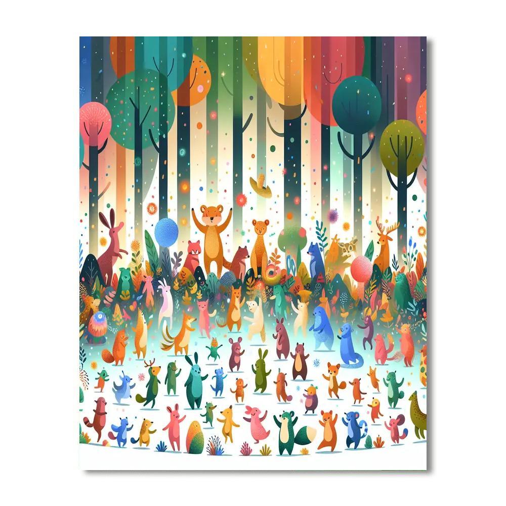 Woodland Creatures Gala Number Painting