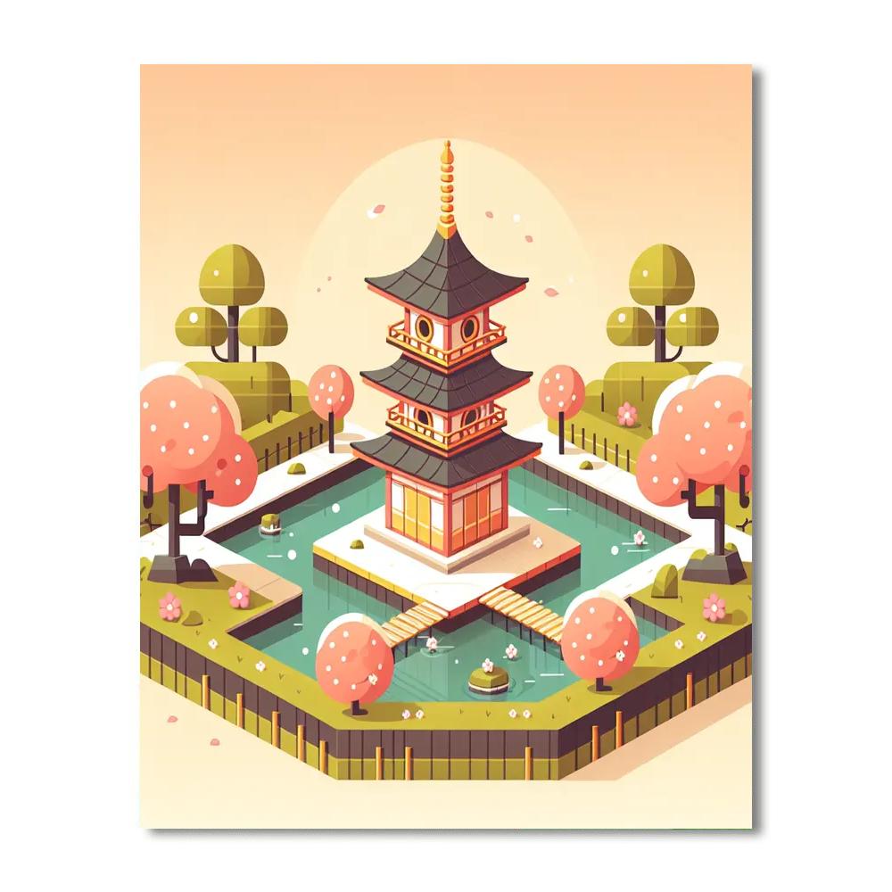 Peaceful Pagoda Paint By Numbers