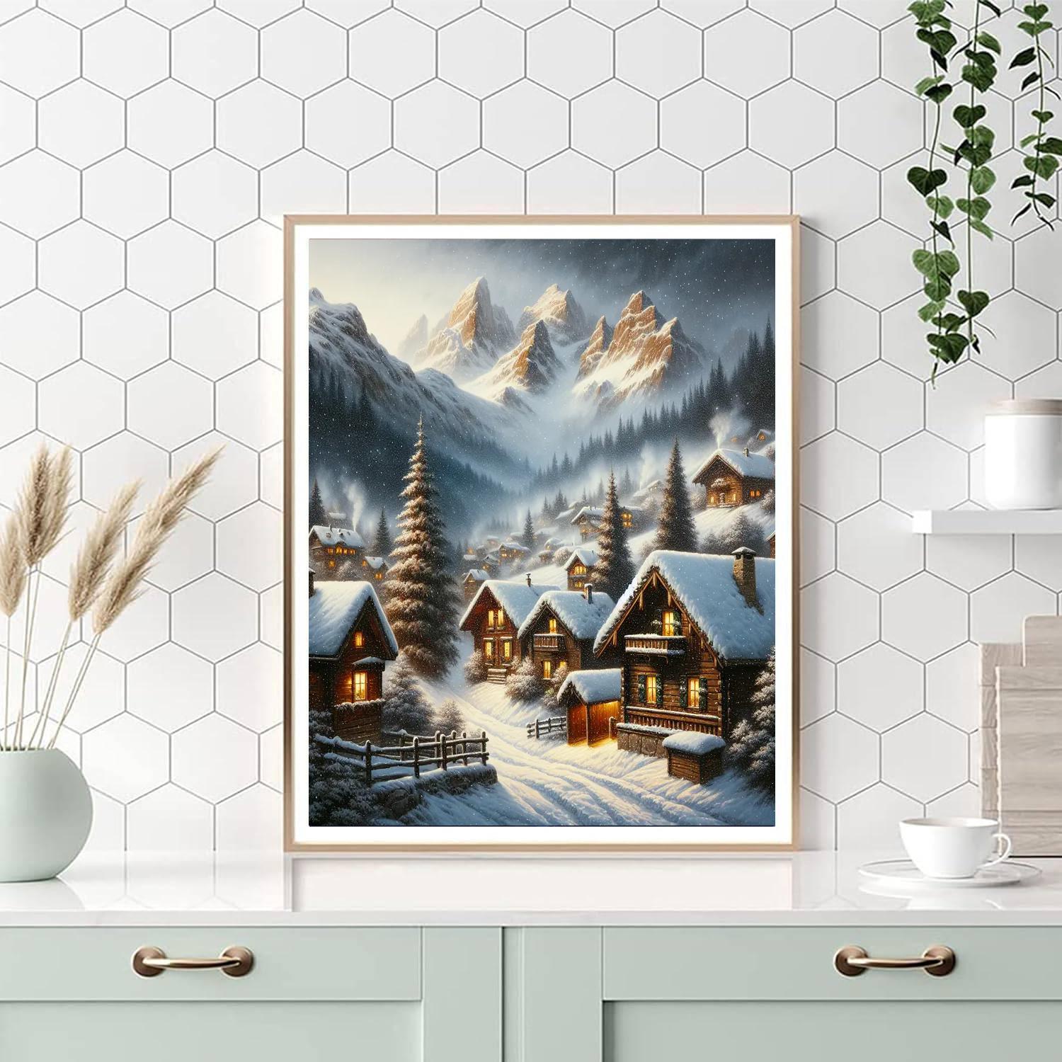Alpine Village Snowfall Number Painting