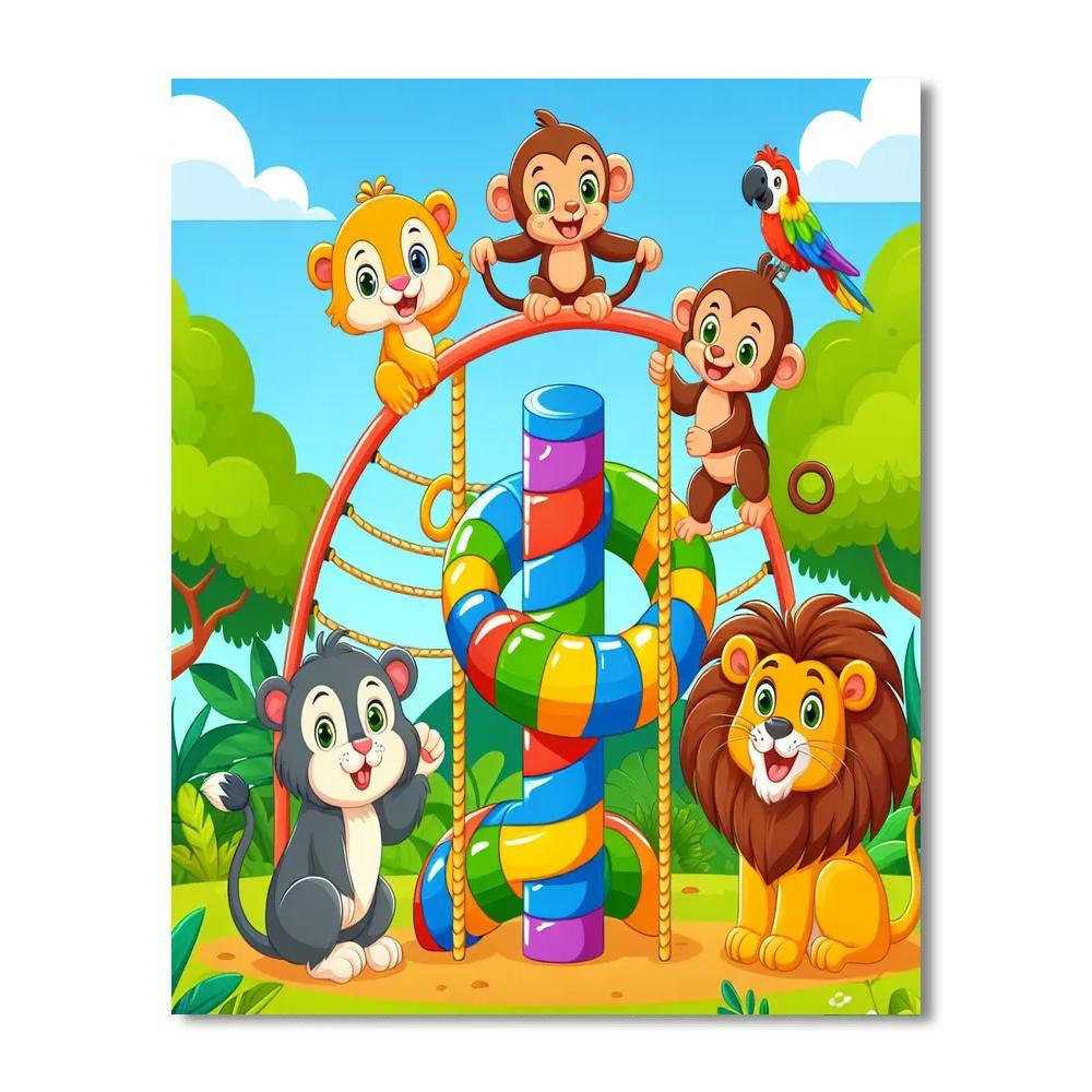 Colorful Jungle Gym Number Painting
