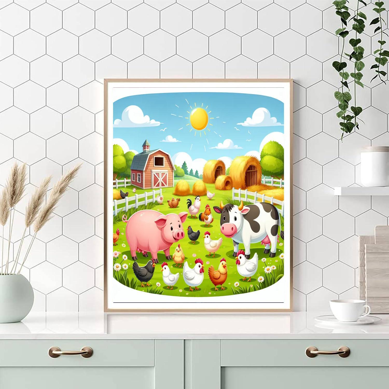 Playful Animal Farm Numbered Painting Kits