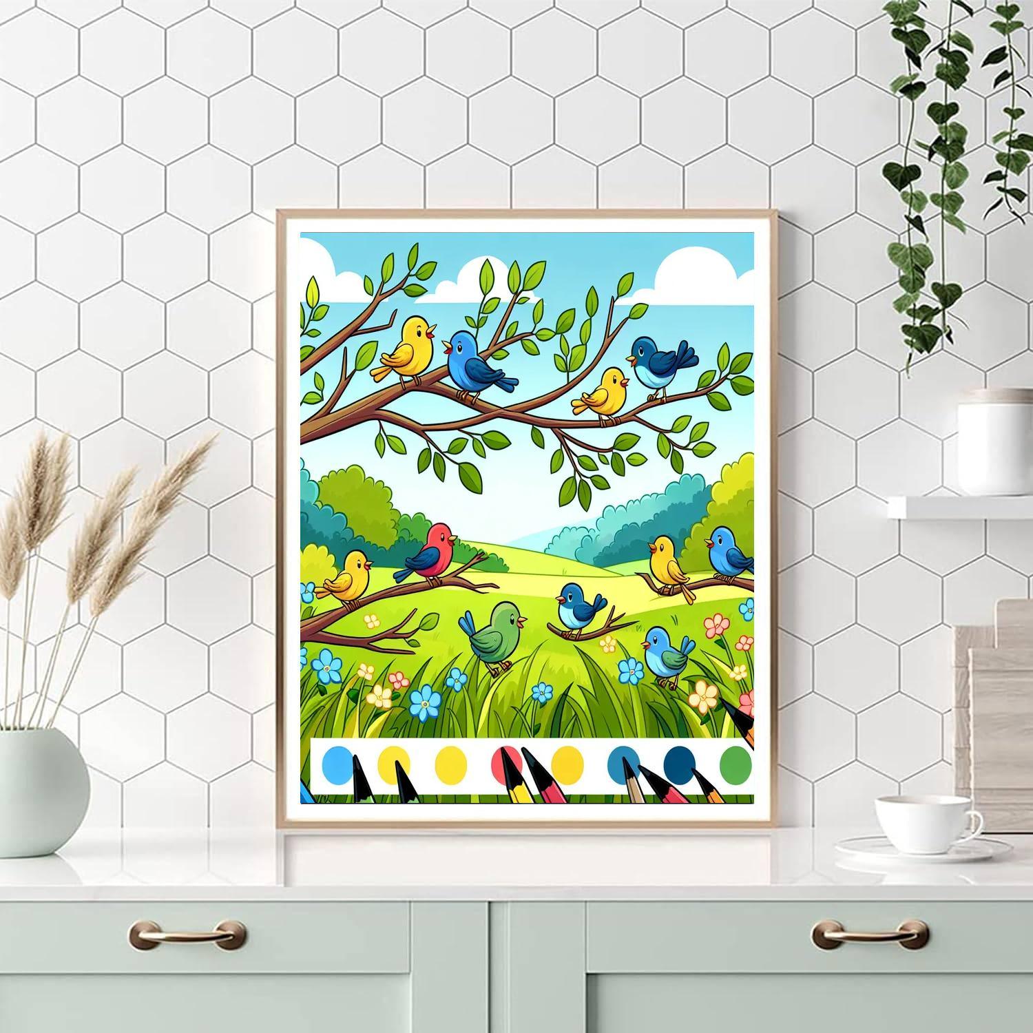 Chirpy Songbird Meadow Paint By Number