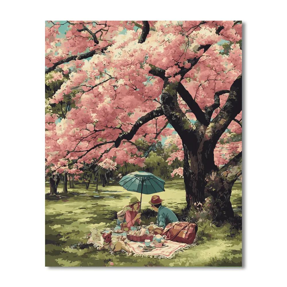 Picnic Under The Cherry Blossoms Paint By Numbers Kits