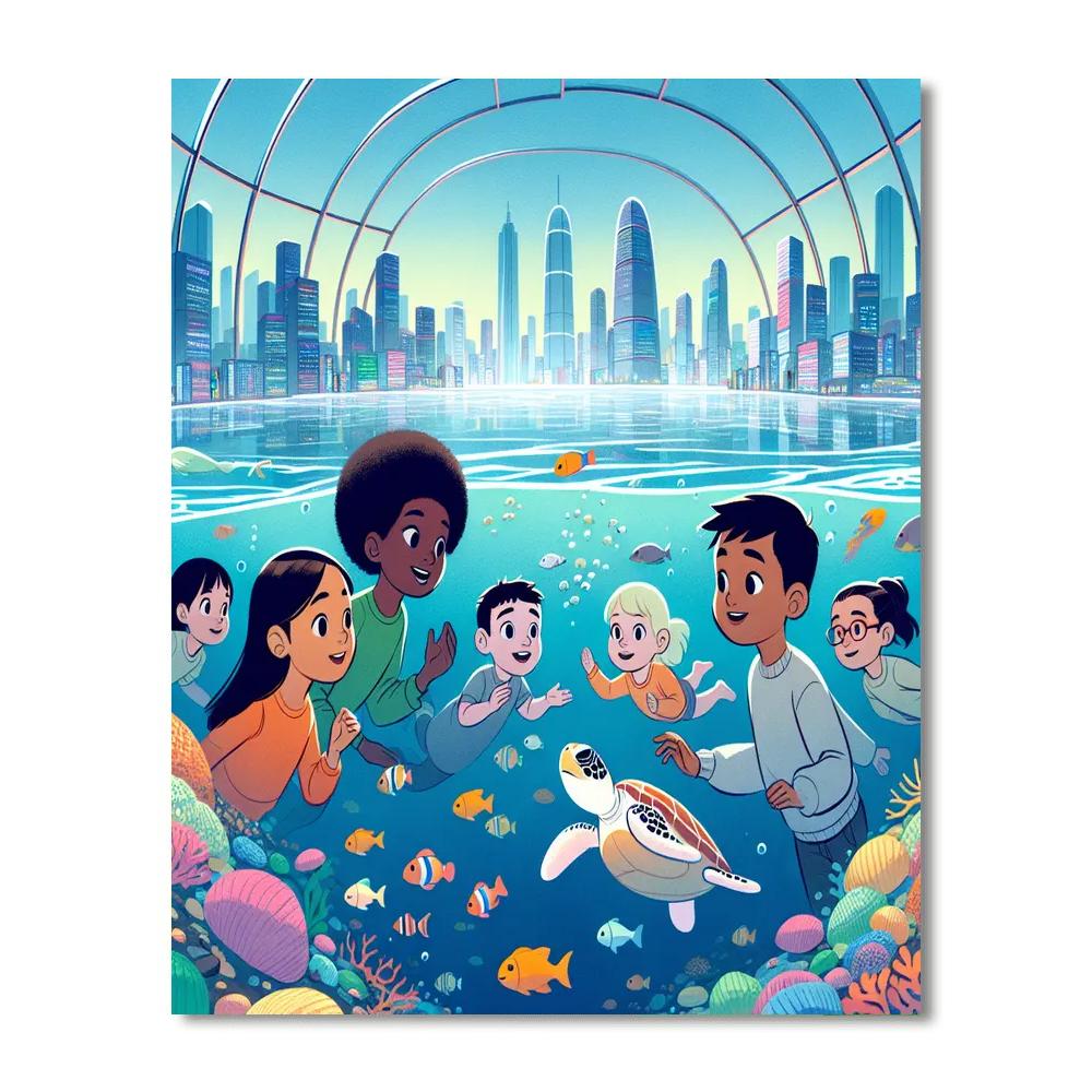 Underwater City Adventure Painting Number Kit