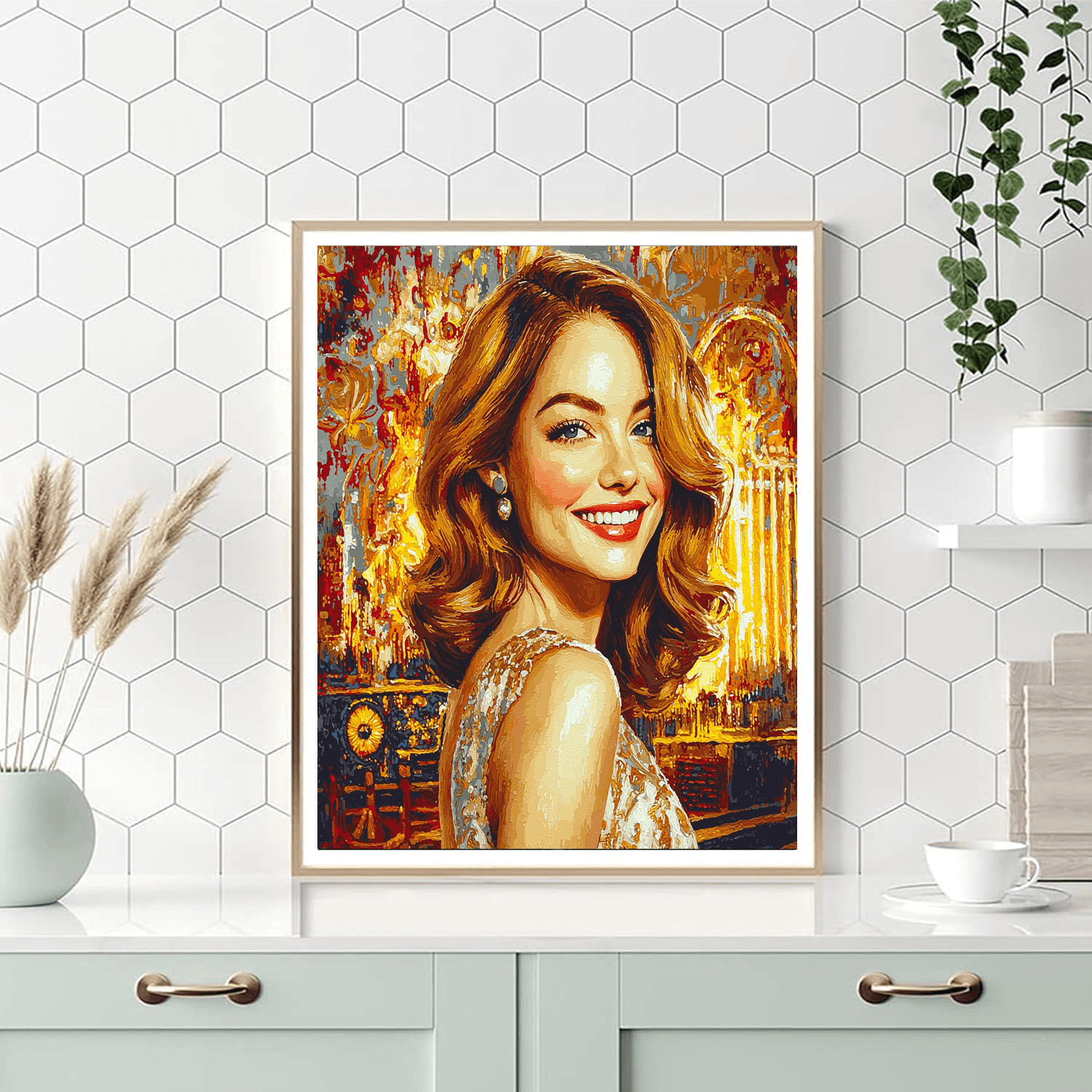 Emma Stone: Lighting Up The Silver Screen With Golden Hues Paint By Numbers