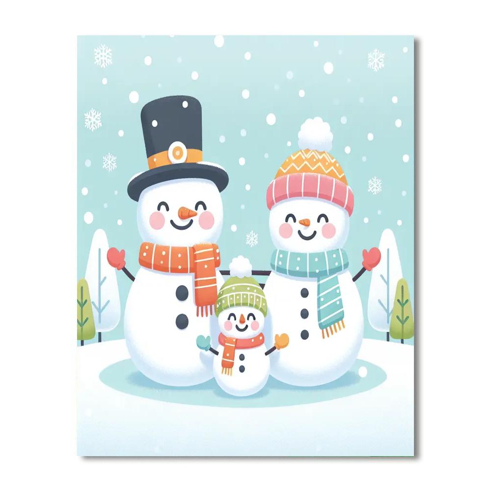 Sparkling Snowman Family DIY Paint By Numbers