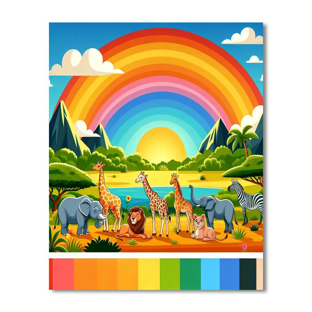Rainbow Safari Experience Painting Number Kit