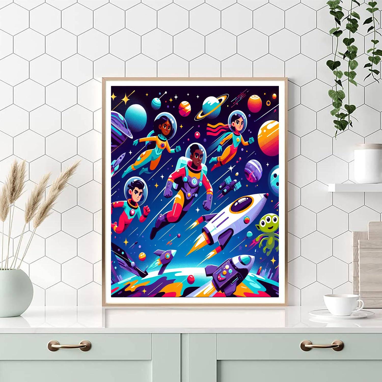 Space Heroes Galaxy Painting Number Kit