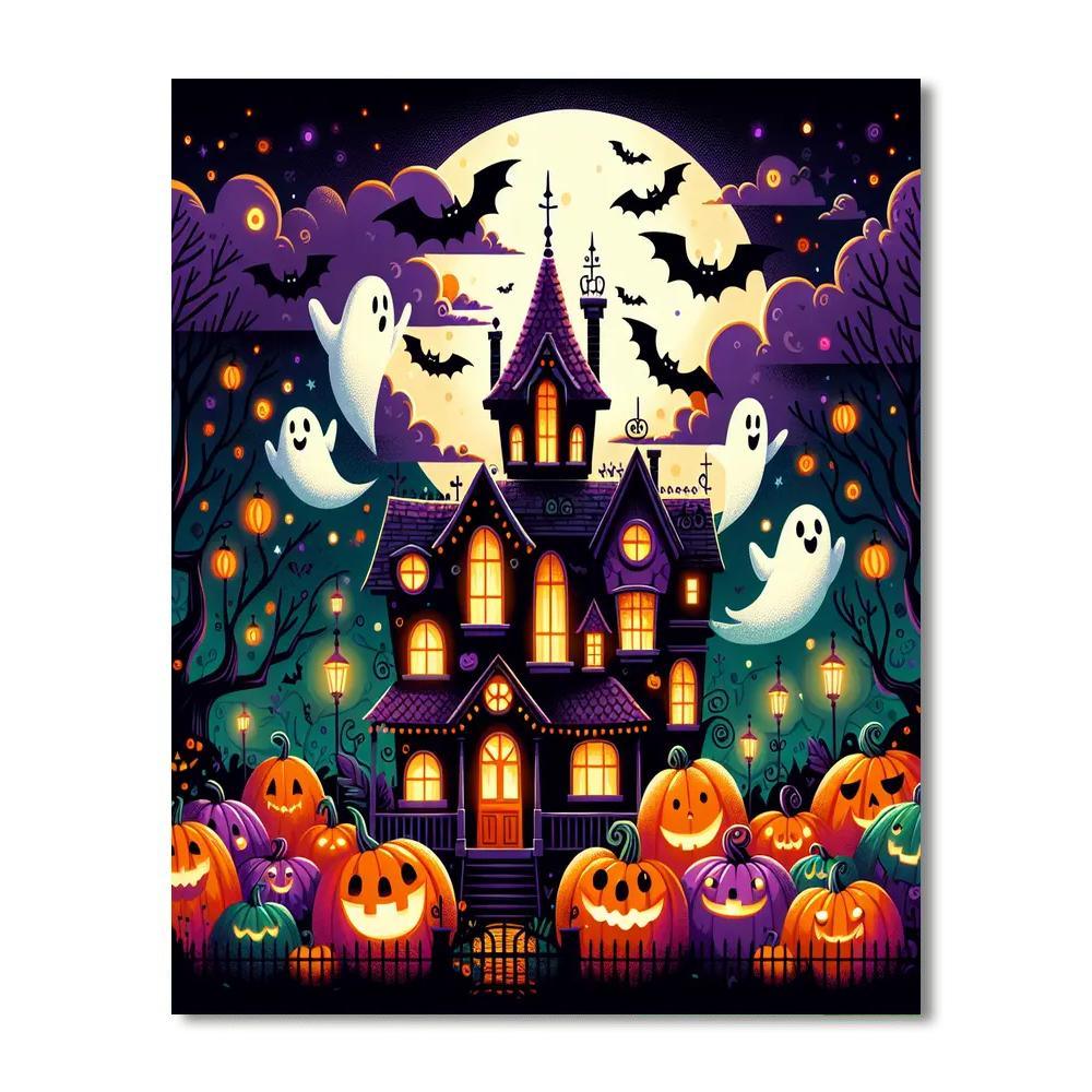 Charming Halloween Haunt Paint By Numbers Art