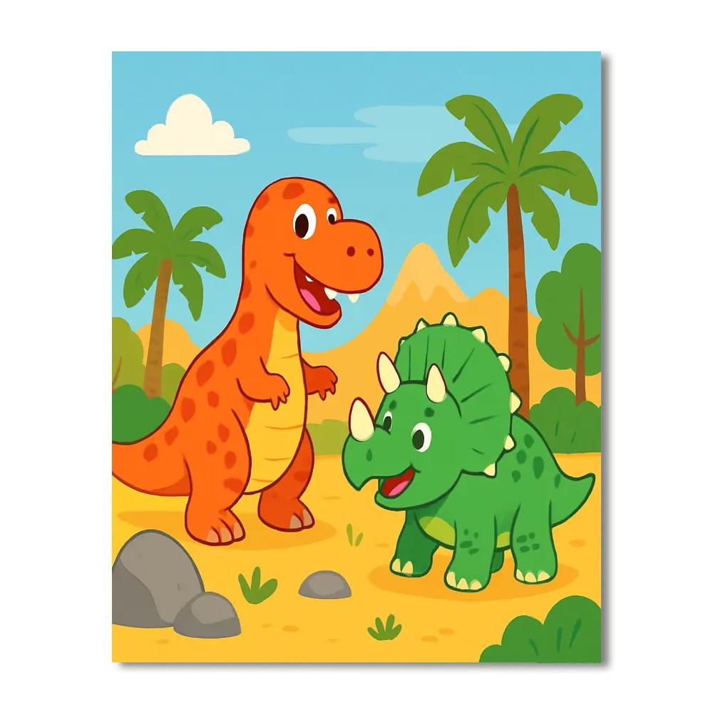 Dashing Dinosaur Friends DIY Paint By Numbers
