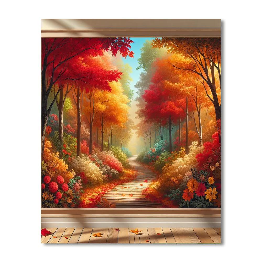 Tranquil Autumn Path Paint By Numbers Art